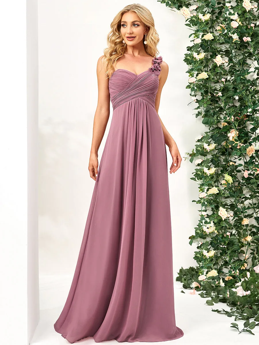 Maxi Long One Shoulder Chiffon Bridesmaid Dresses for Wholesale