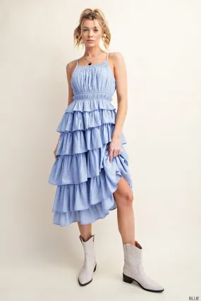 Meadow Mist Ruffle Dress Blue