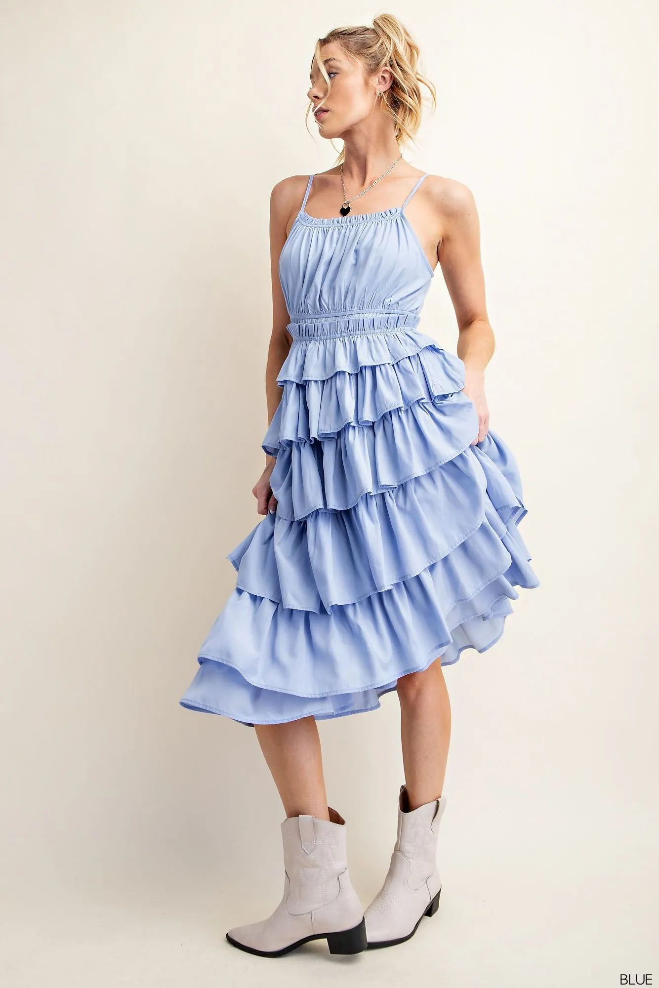 Meadow Mist Ruffle Dress Blue