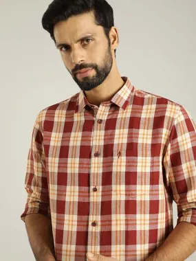 Men Checked Full Sleeve Linen Shirt