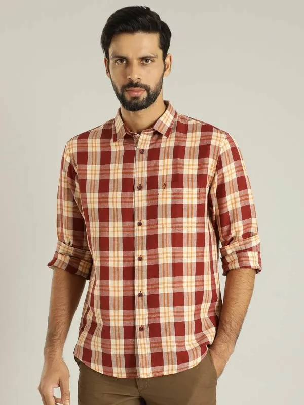 Men Checked Full Sleeve Linen Shirt