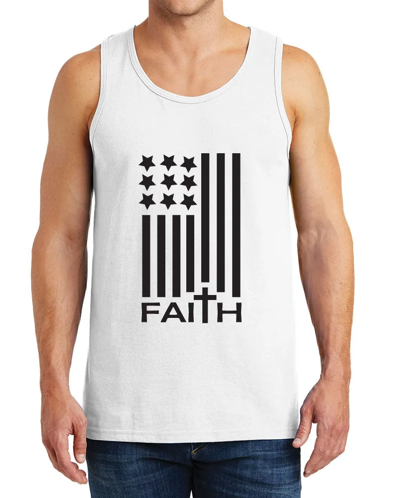 Men’s American Flag with Faith Design Heavy Cotton Tank Tops – XS ~ 3XL