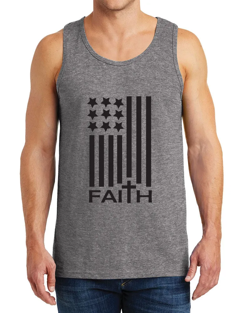 Men’s American Flag with Faith Design Heavy Cotton Tank Tops – XS ~ 3XL