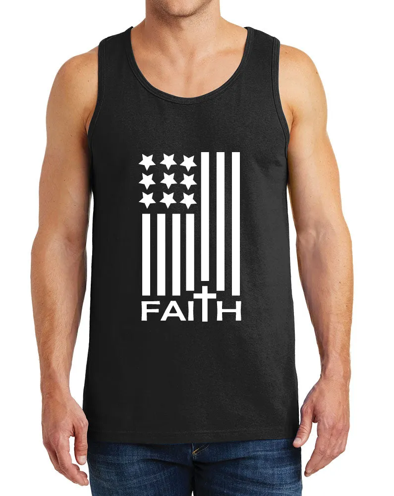 Men’s American Flag with Faith Design Heavy Cotton Tank Tops – XS ~ 3XL