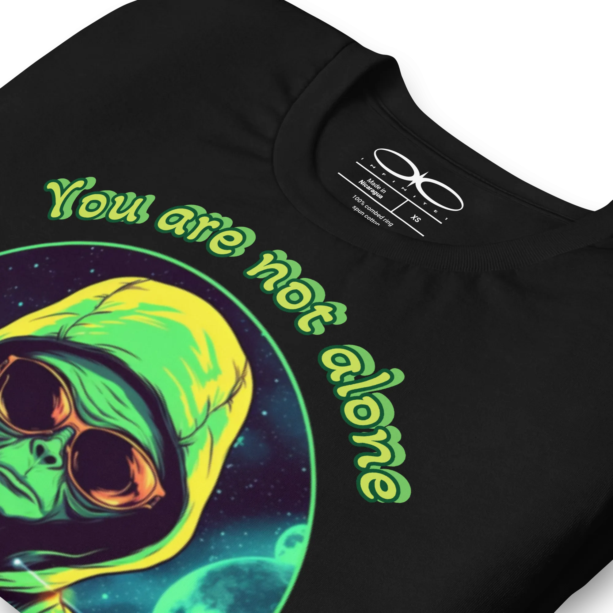 Men's Green Alien You Are Not Alone Graphic Tee