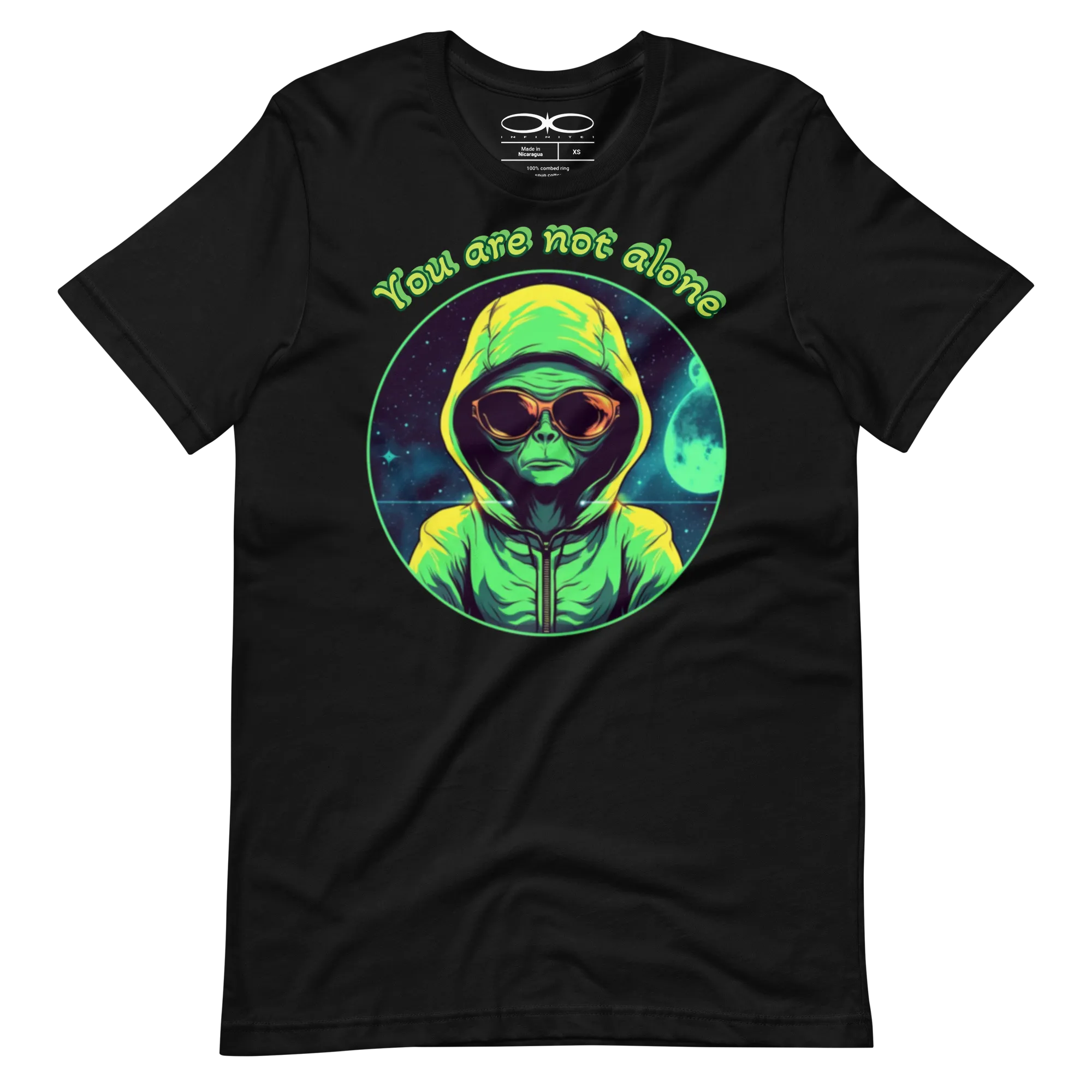 Men's Green Alien You Are Not Alone Graphic Tee