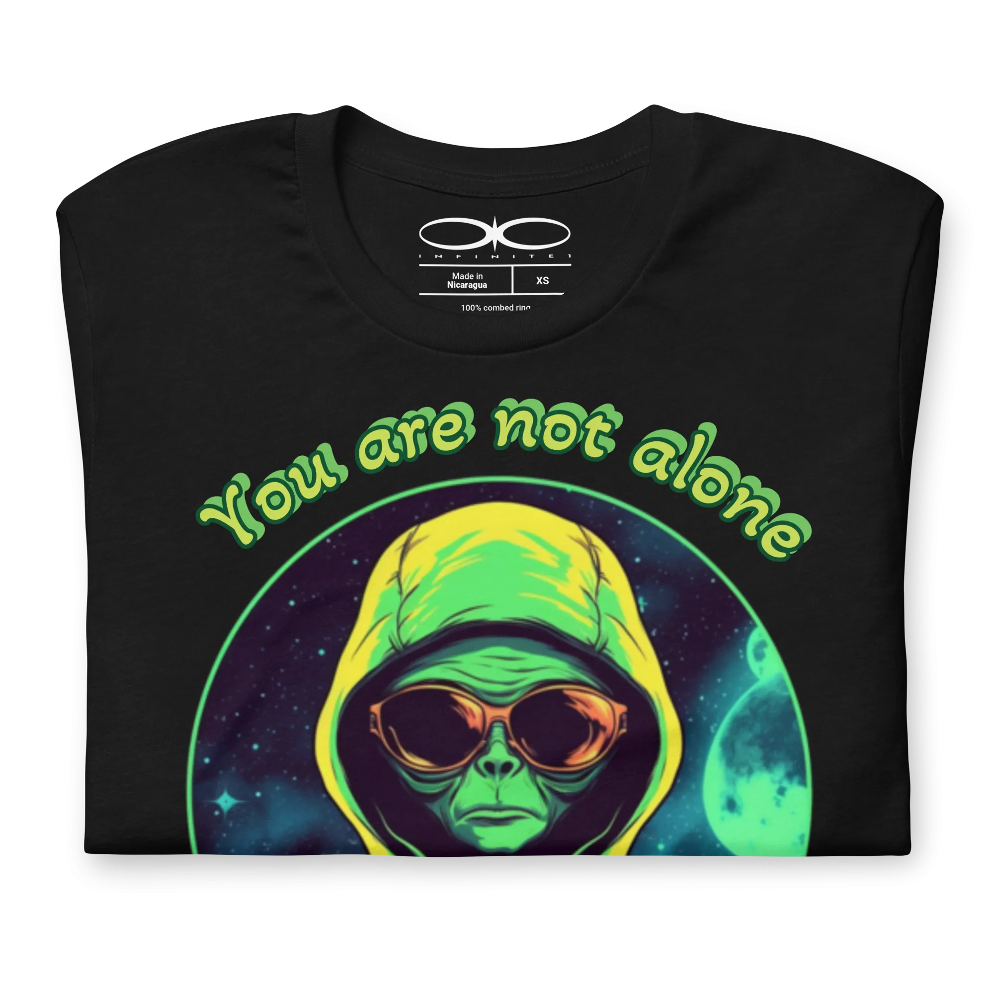 Men's Green Alien You Are Not Alone Graphic Tee