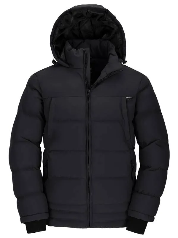 Men's Puffer Coat Insulated Windproof Quilted Jacket With Fixed Hood