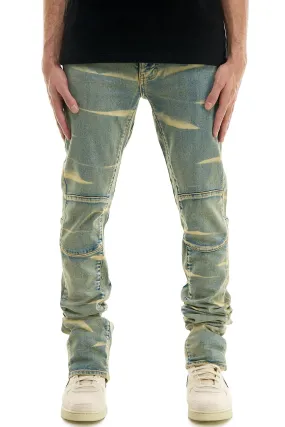 Men's stacked jeans zippers flared pants