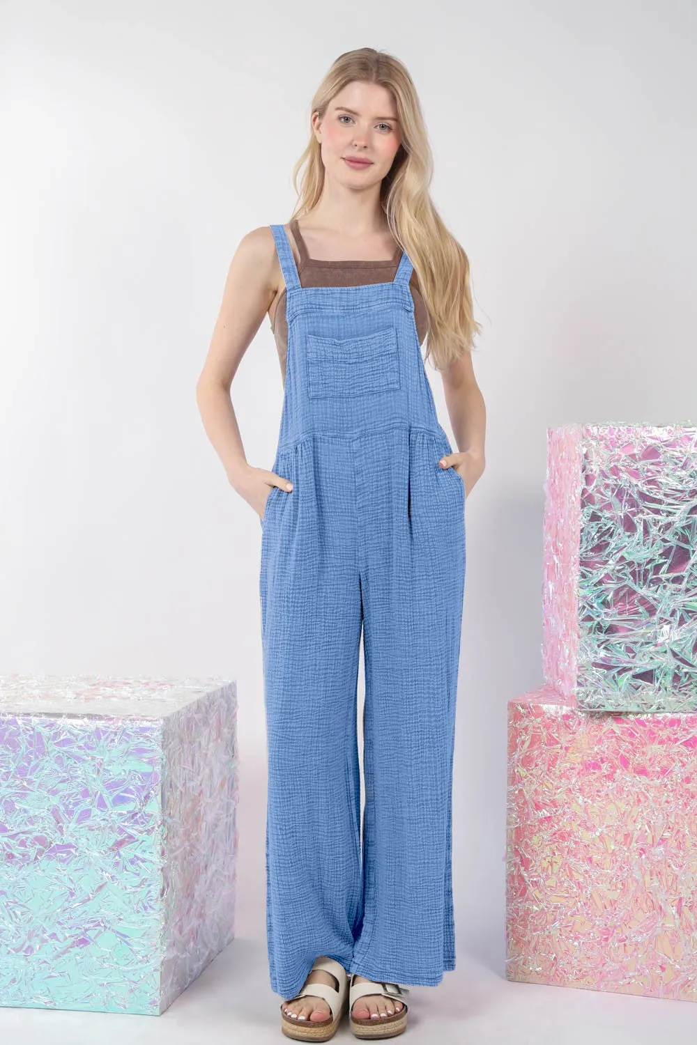 Mineral Wash Overalls in Blue