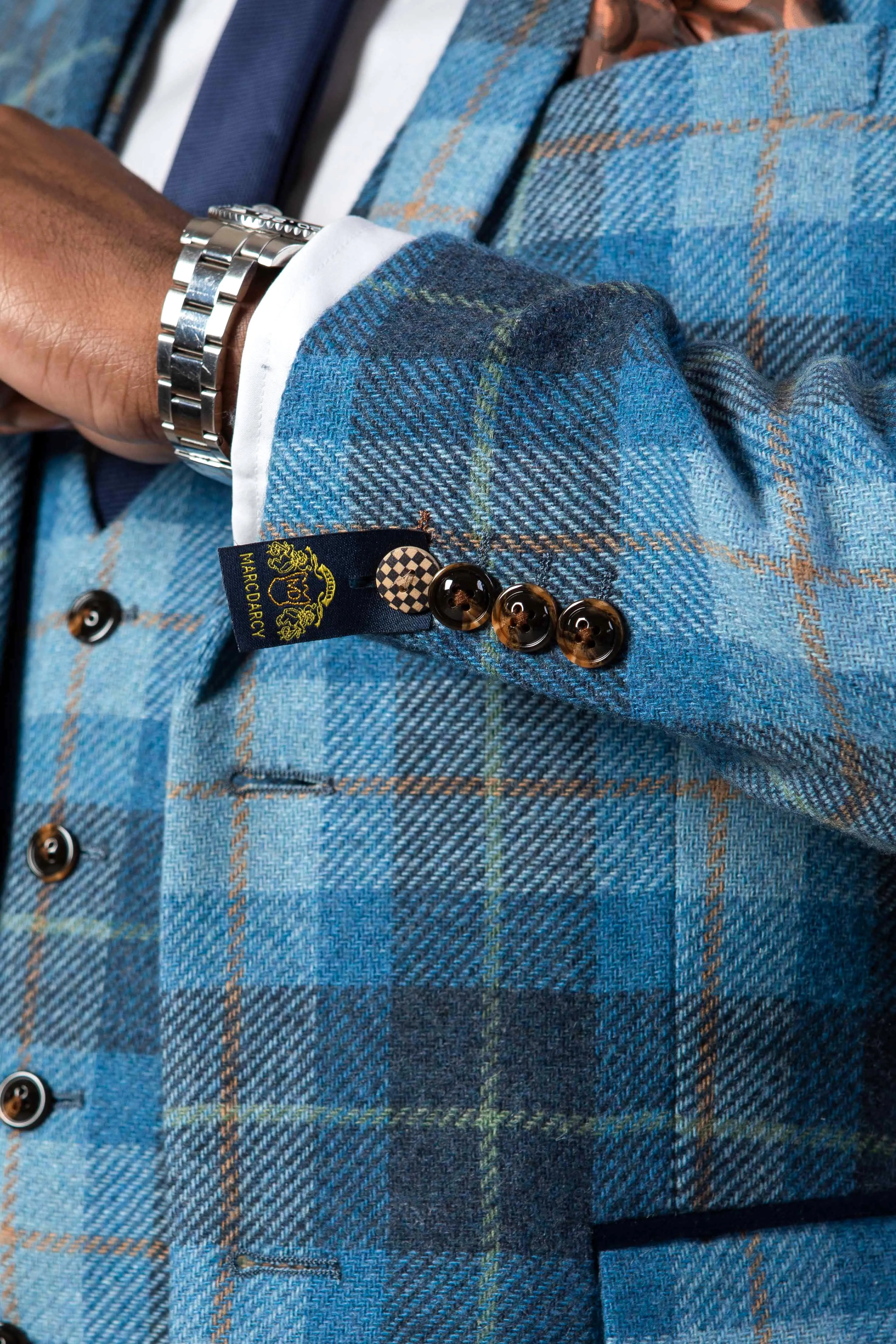 MORRIS - Blue Tweed Check Blazer