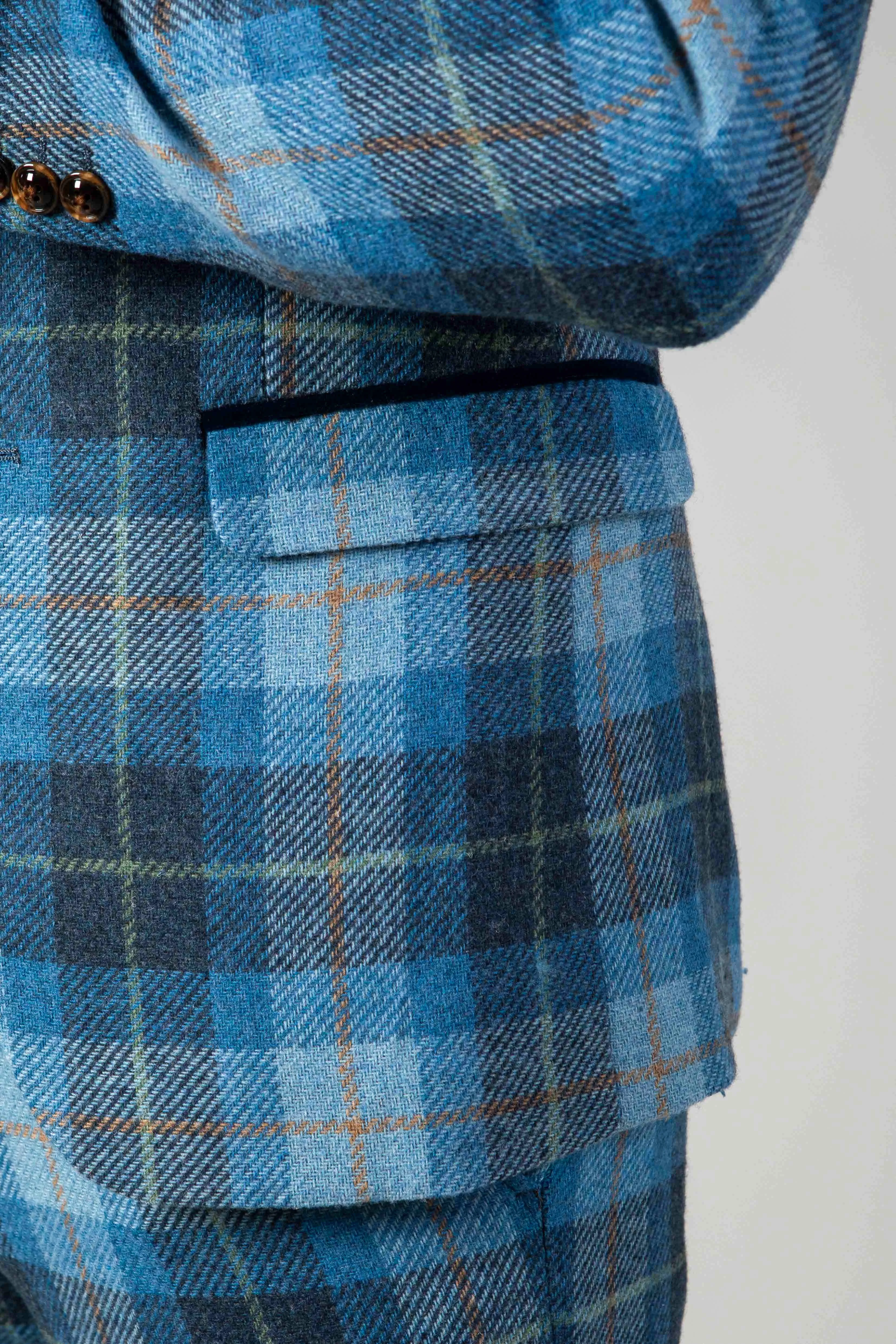 MORRIS - Blue Tweed Check Blazer