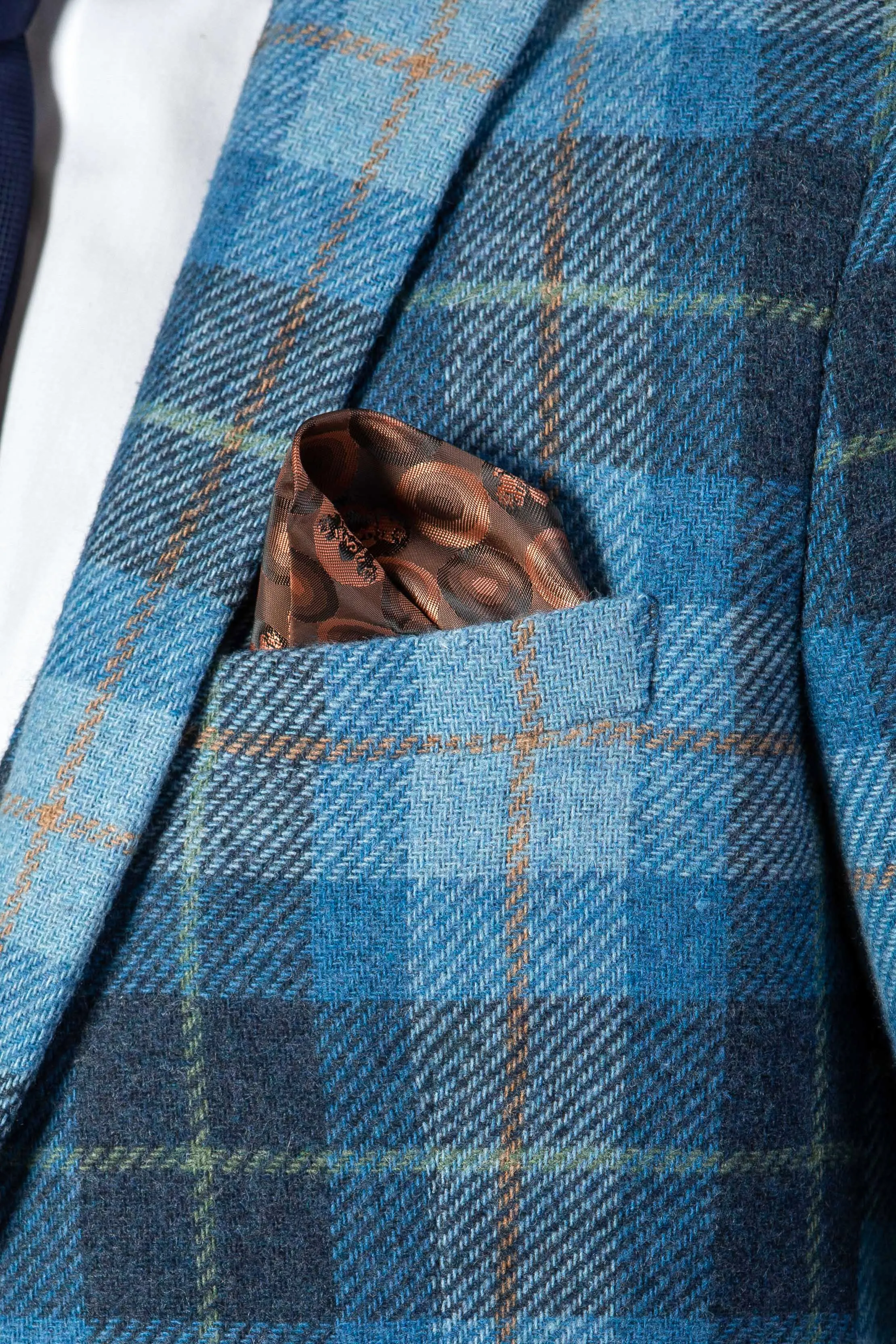 MORRIS - Blue Tweed Check Blazer