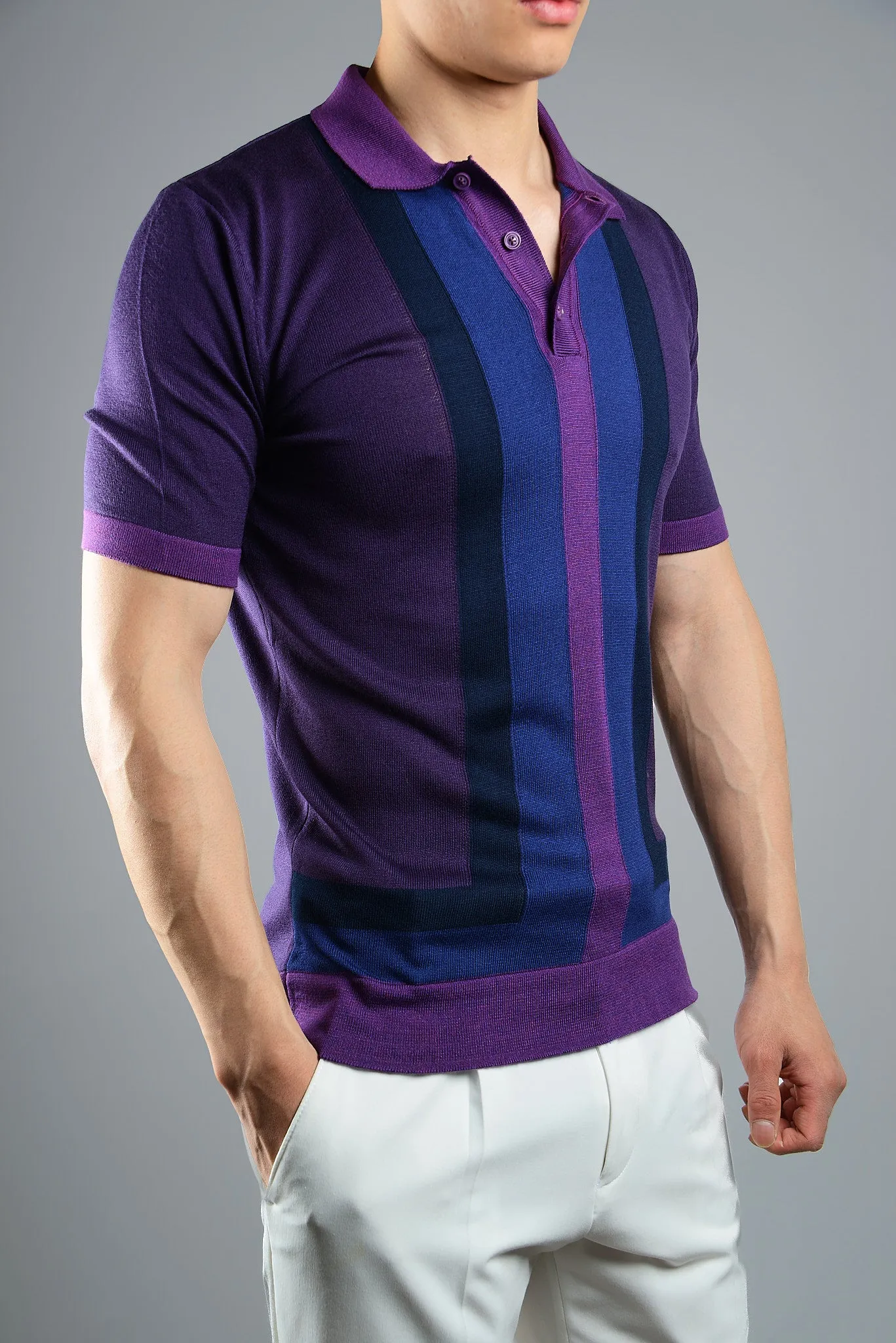 MULTI COLOR COLORBLOCK KNIT POLO