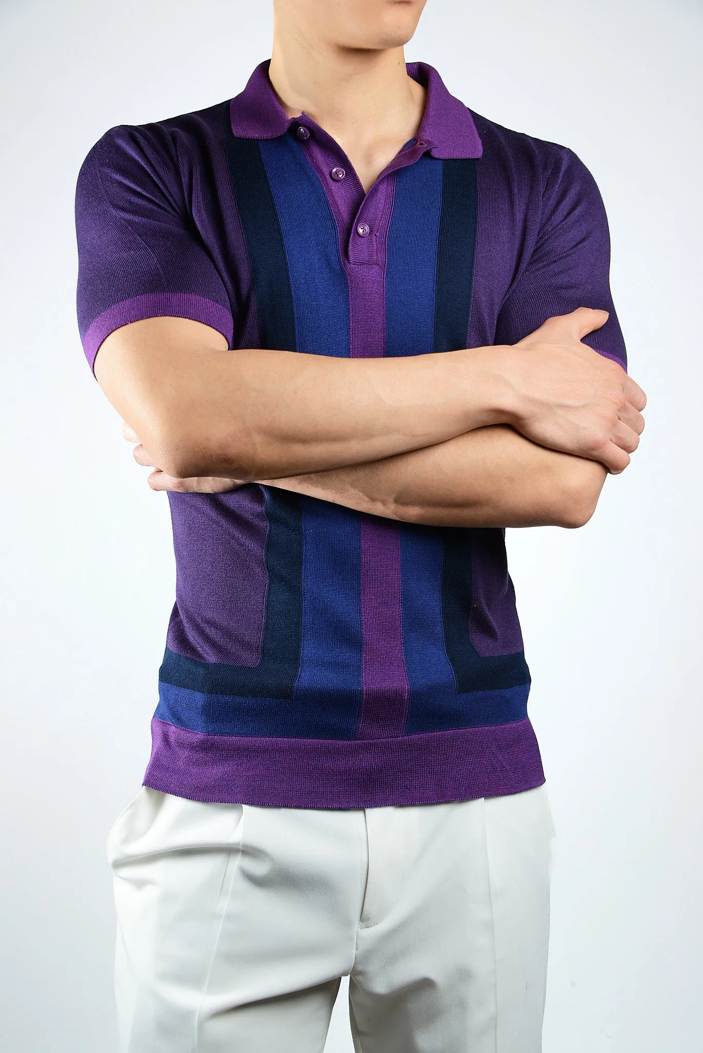 MULTI COLOR COLORBLOCK KNIT POLO