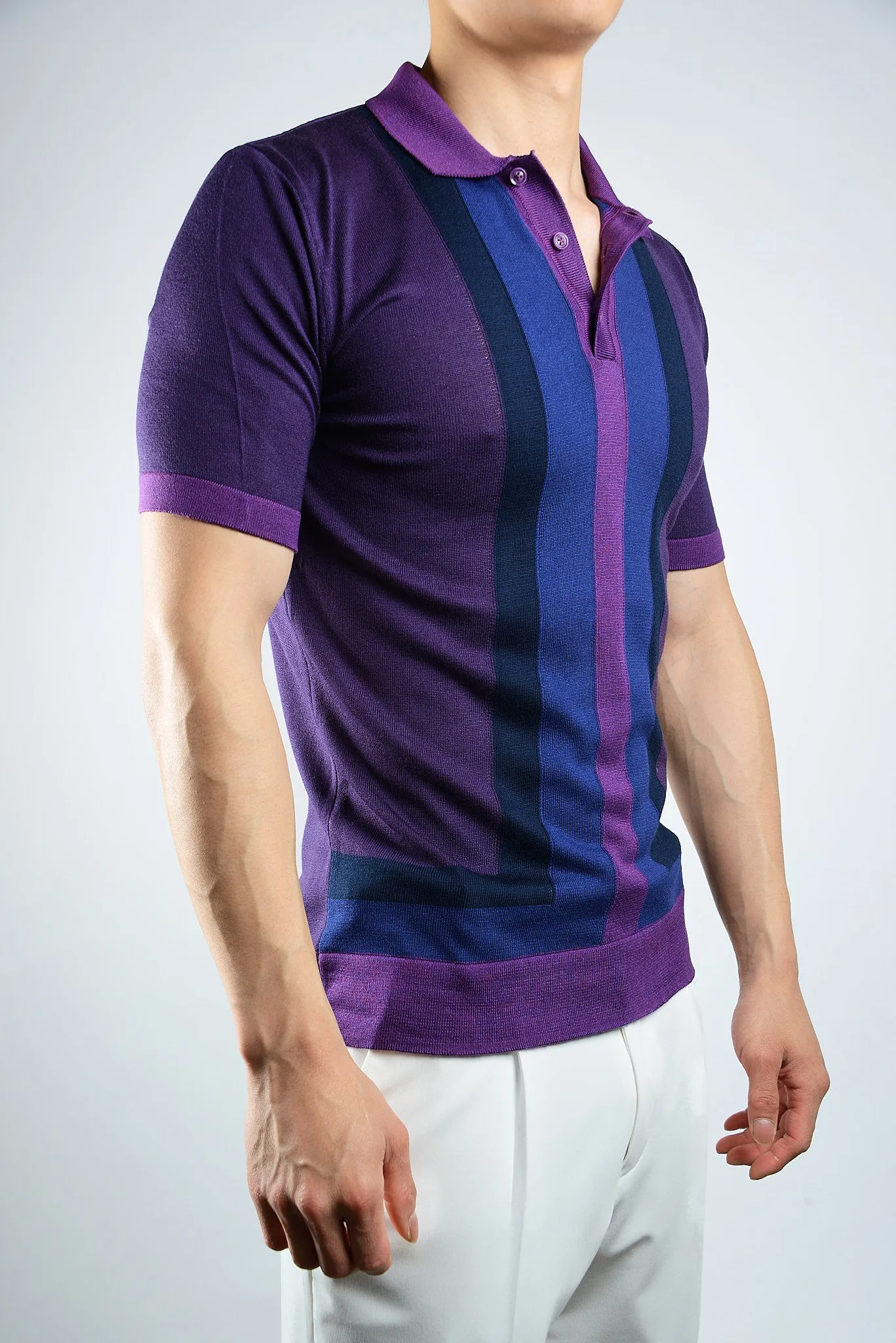 MULTI COLOR COLORBLOCK KNIT POLO