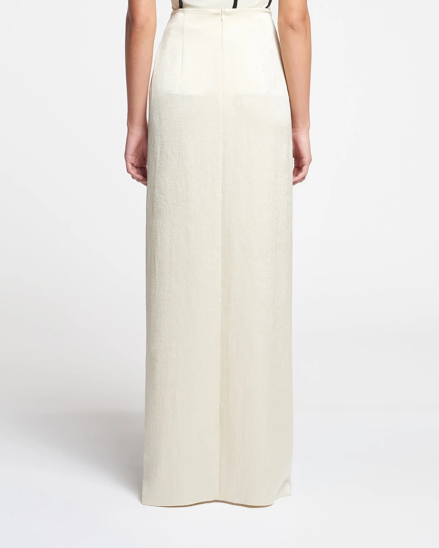 Myde - Draped Crisp-Satin Maxi Skirt - Creme