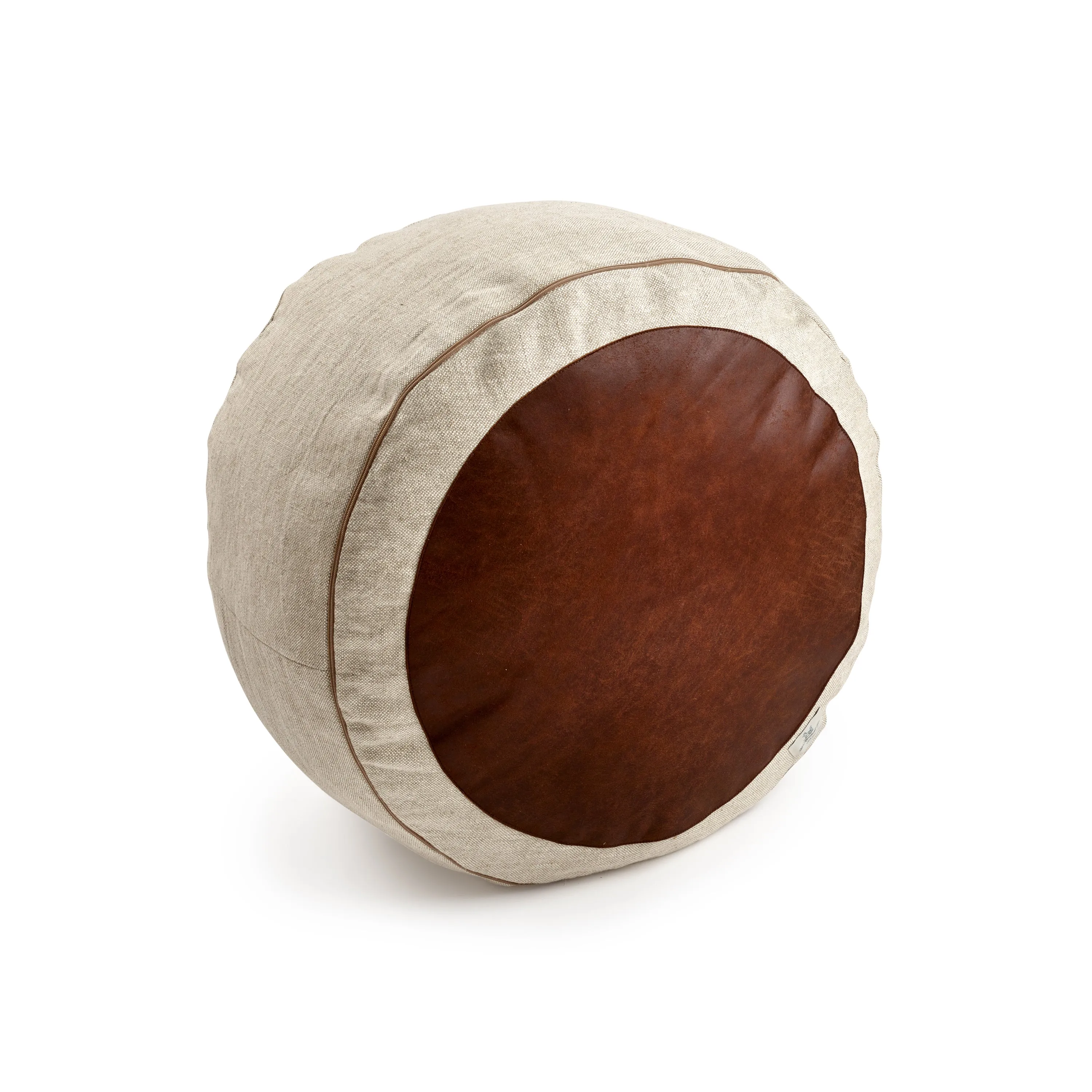 Natural Irish Linen Round Ottoman