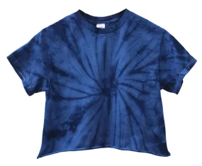 Navy Blue Tie-Dye Unisex Cropped Tee