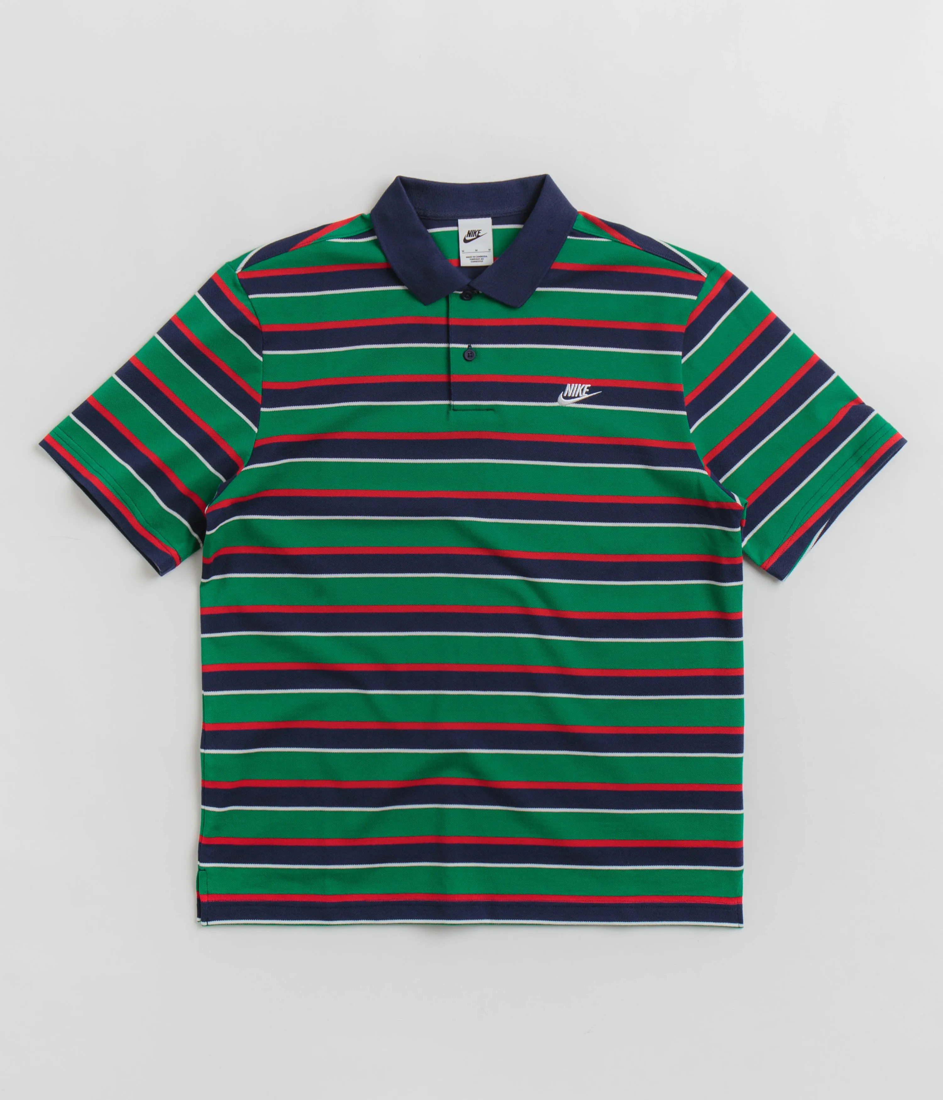 Nike Club Striped Polo Shirt - Midnight Navy / White