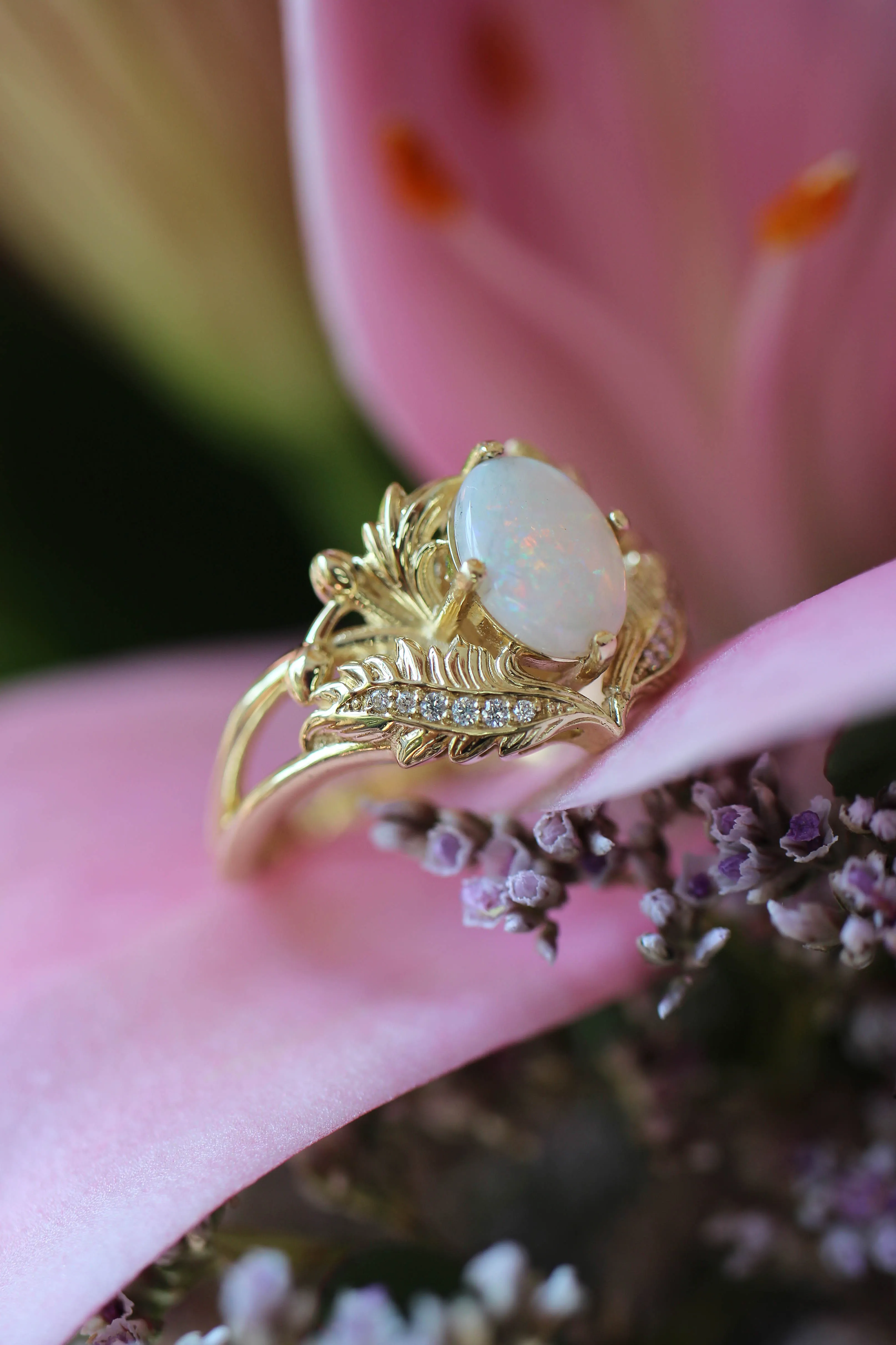 Opal and diamonds engagement ring / Adonis