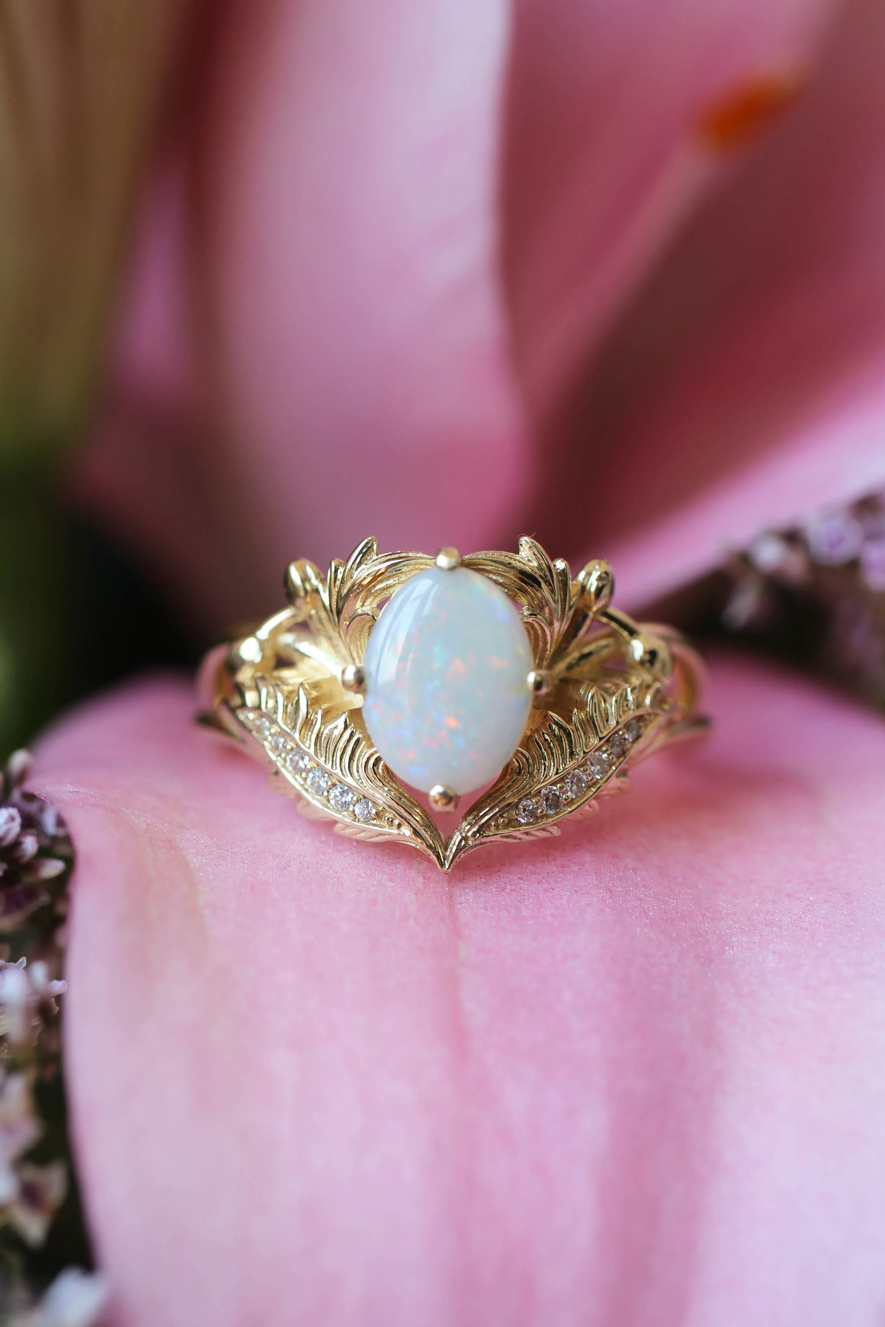 Opal and diamonds engagement ring / Adonis