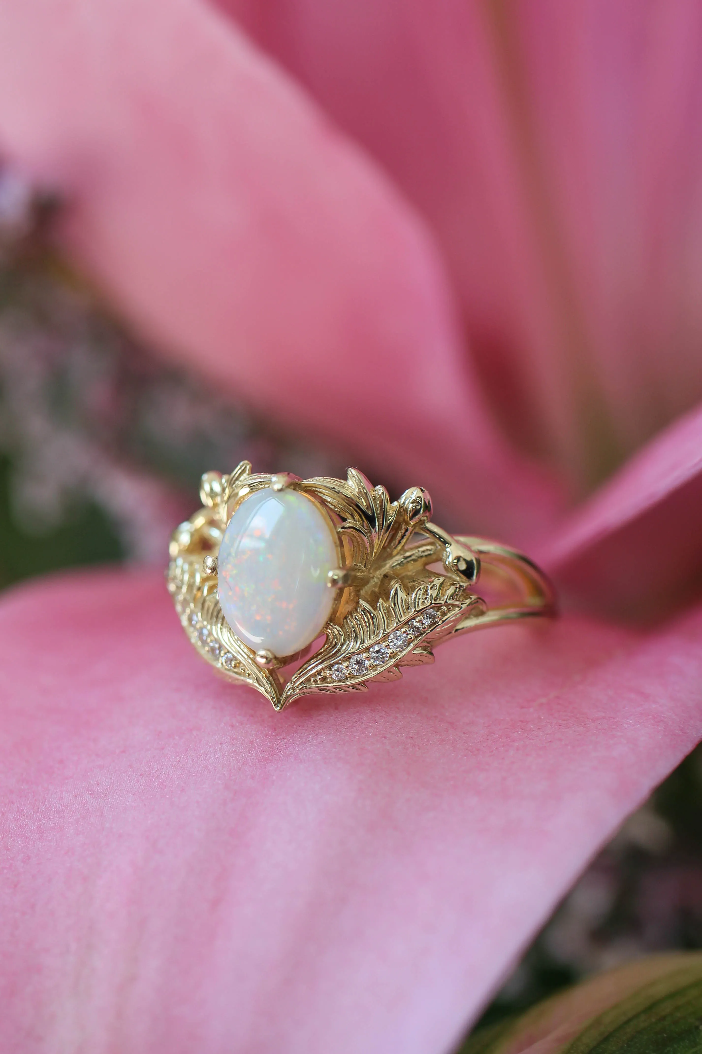 Opal and diamonds engagement ring / Adonis