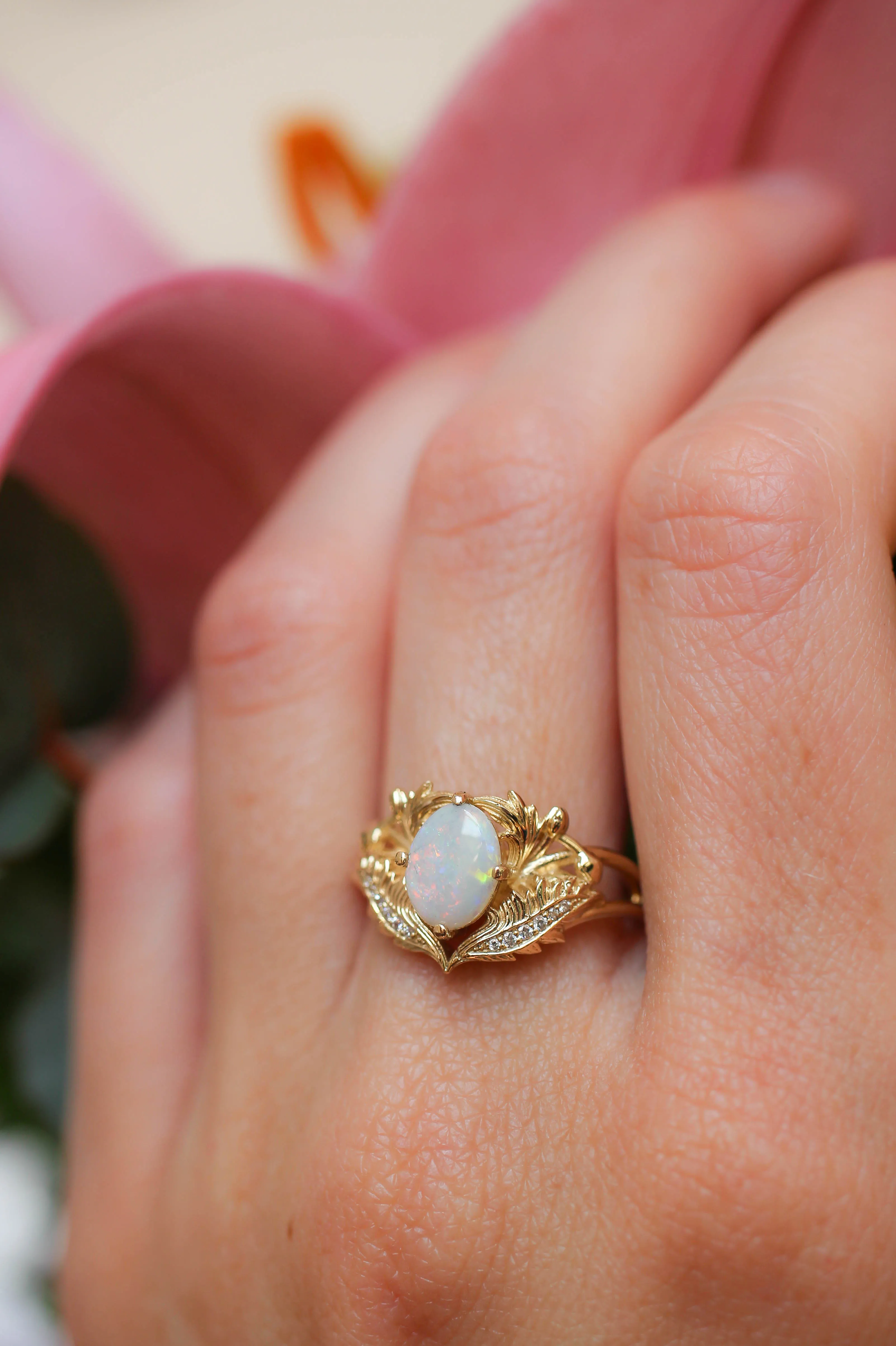 Opal and diamonds engagement ring / Adonis