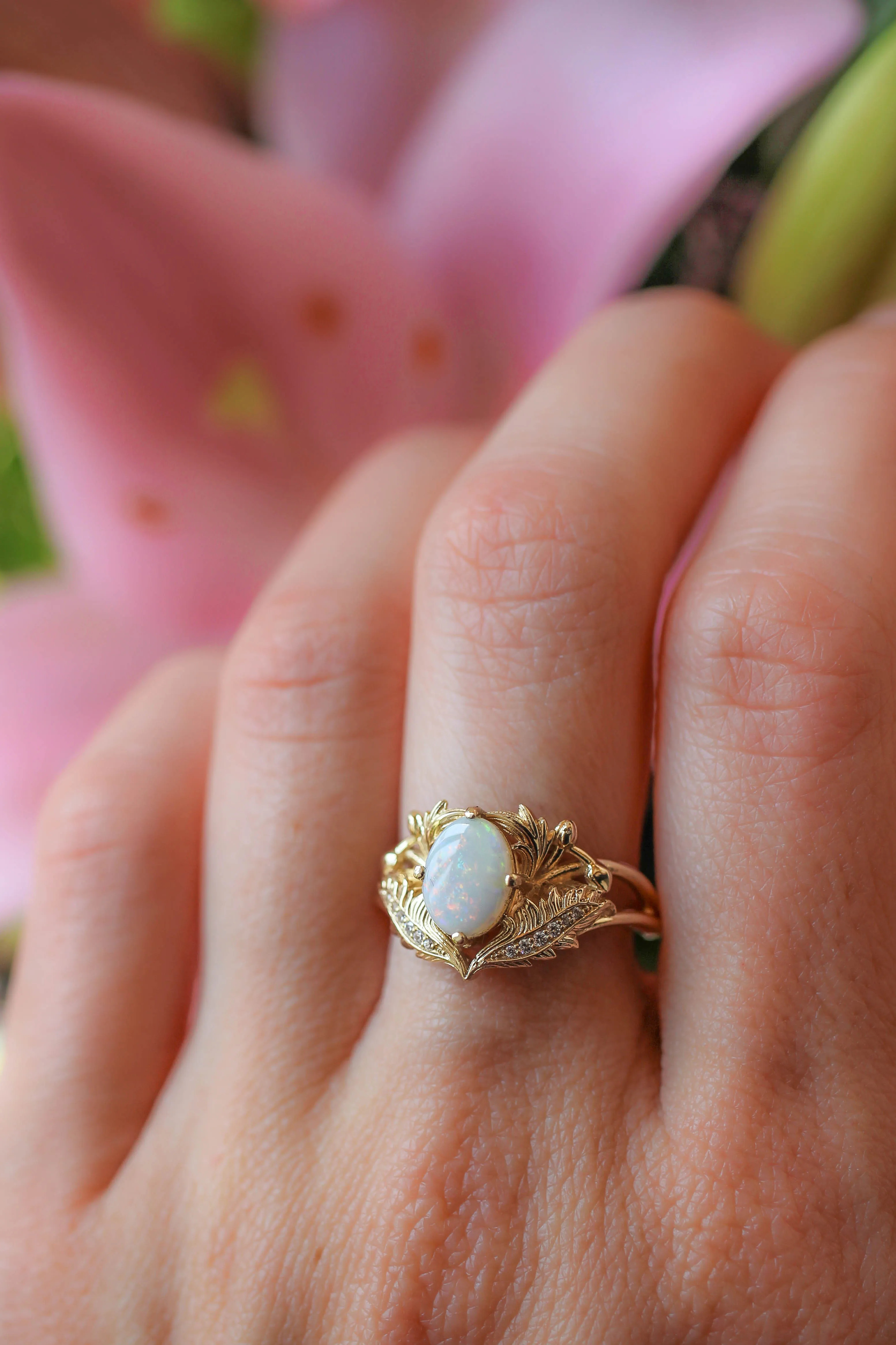 Opal and diamonds engagement ring / Adonis