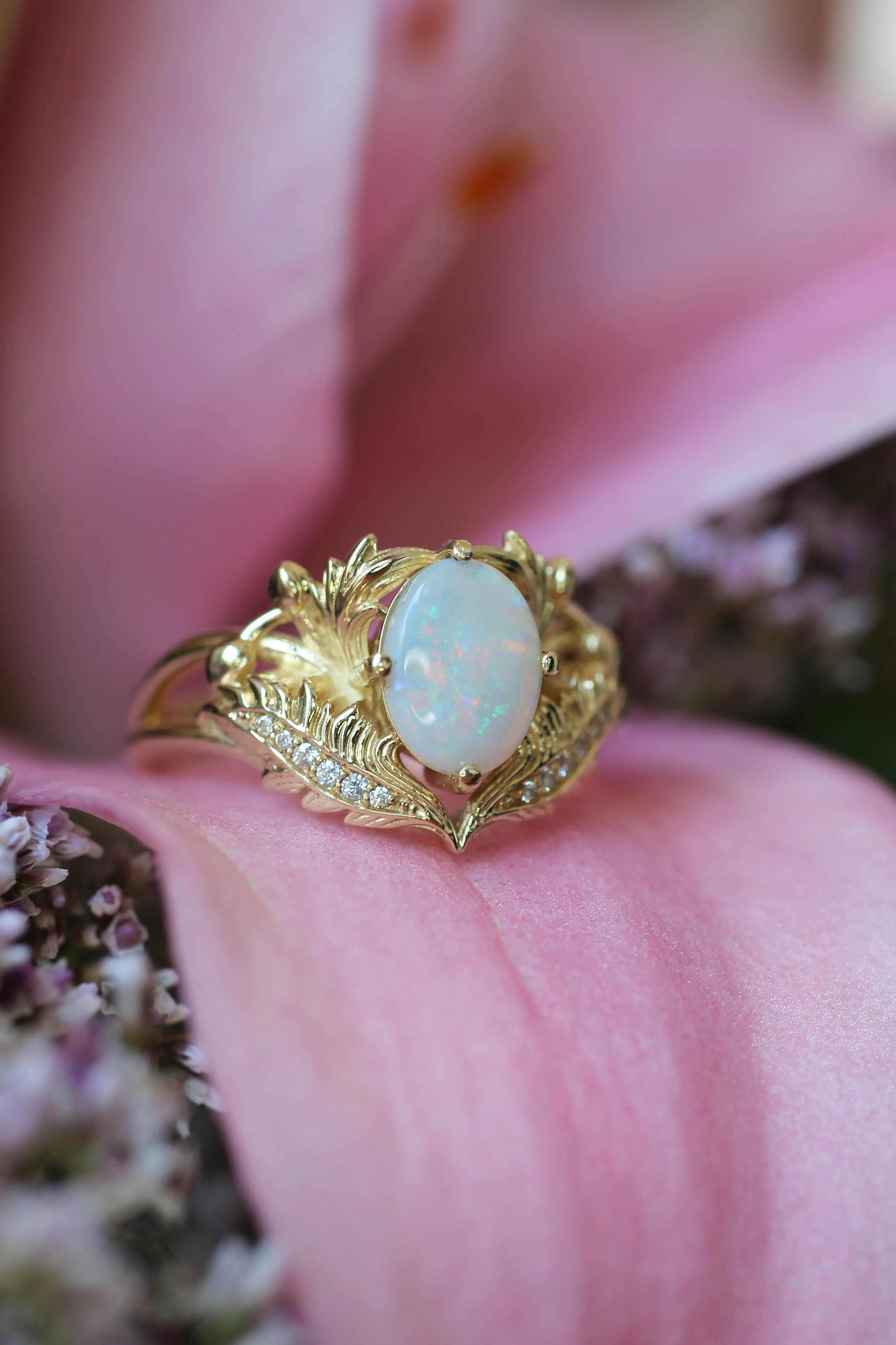 Opal and diamonds engagement ring / Adonis