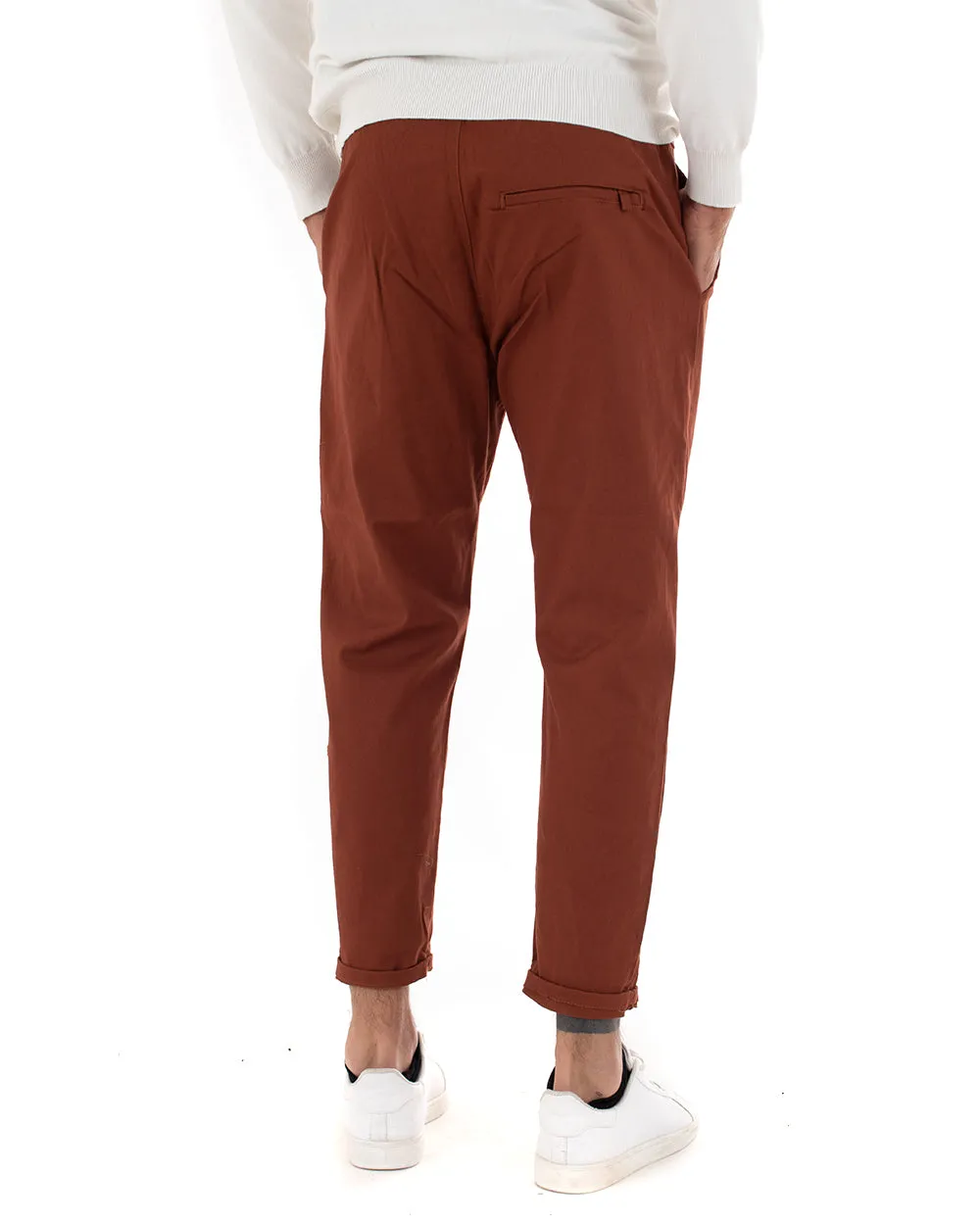 Pantaloni Uomo Pantalaccio Cotone Mezza Molla Casual Comodo Tinta Unita Tabacco GIOSAL-P5036A