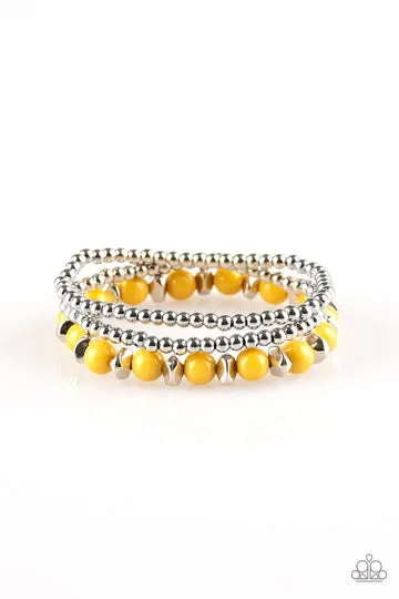 Paparazzi Accessories  - Epic Escape #B624 Basket - Yellow Bracelet