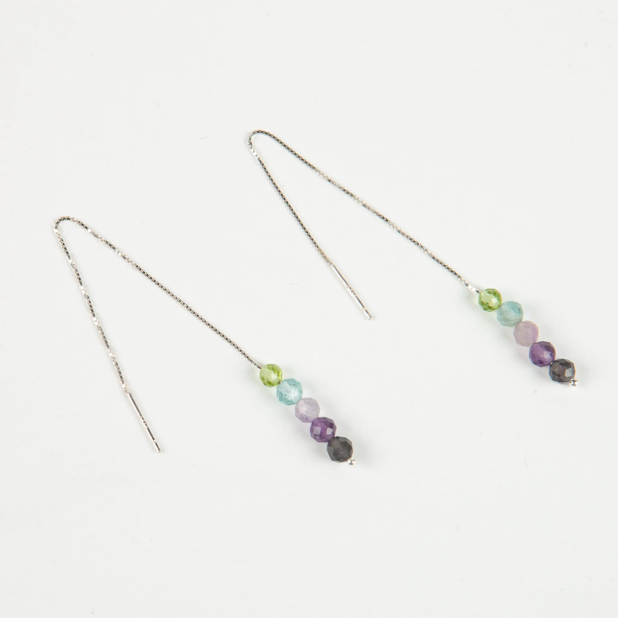 Peridot, Apatite, Iolite, Amethyst Threader Earrings