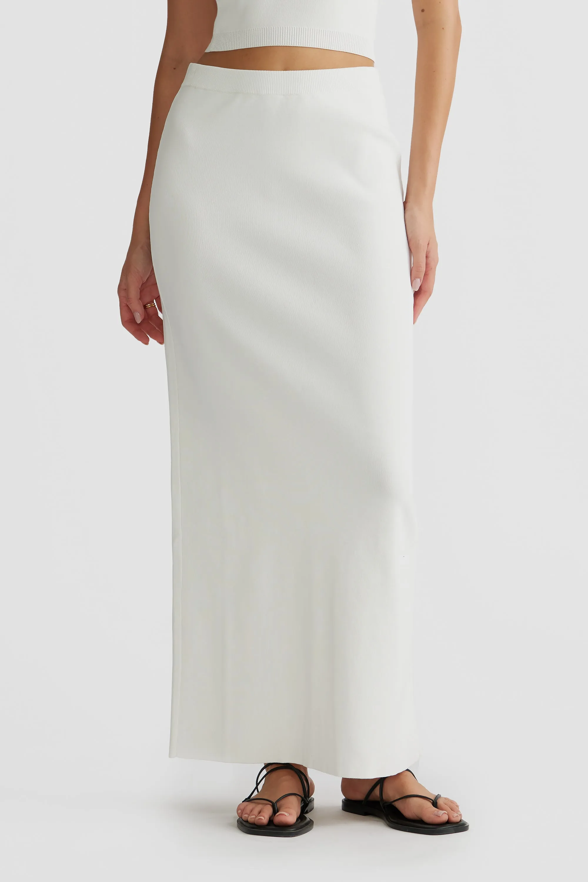 Piper Knit Maxi Skirt White