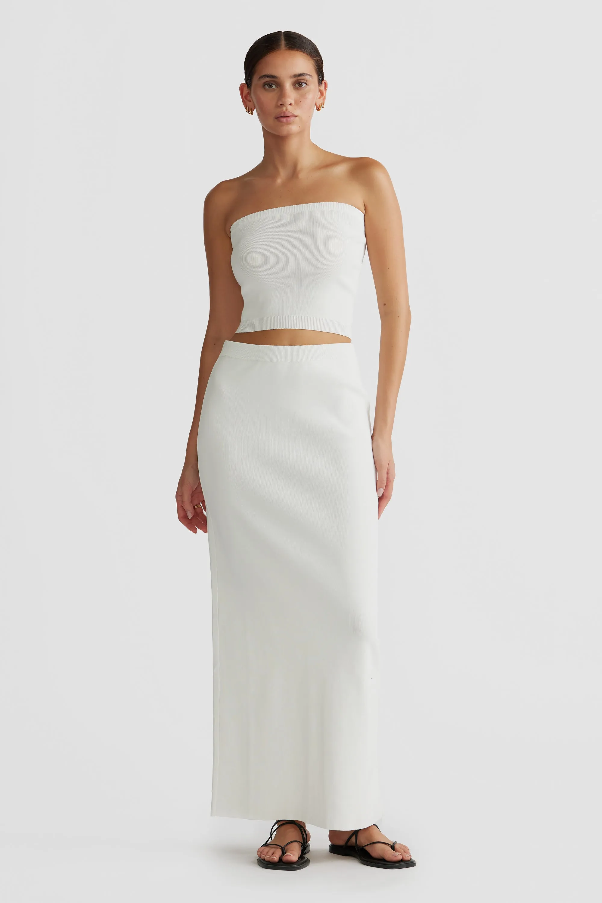 Piper Knit Maxi Skirt White