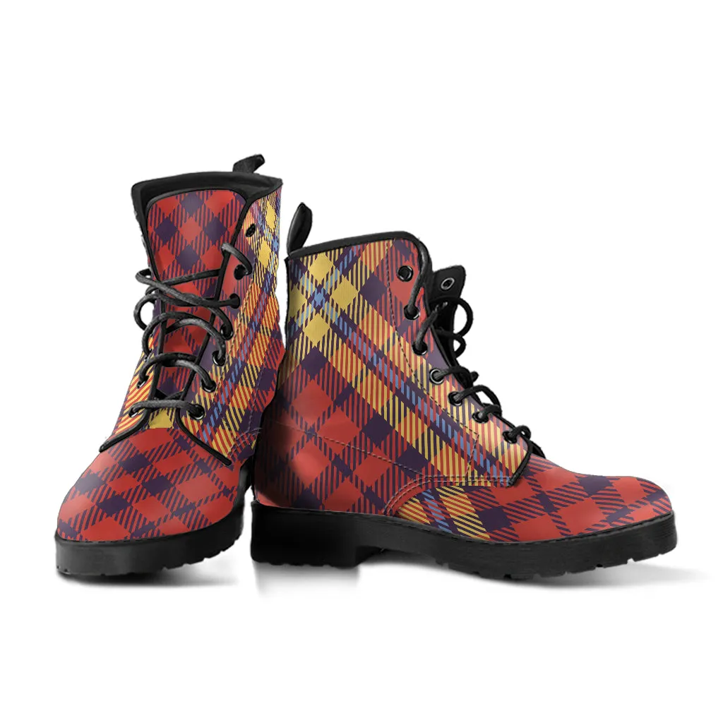 Plaid Vegan Leather Boots