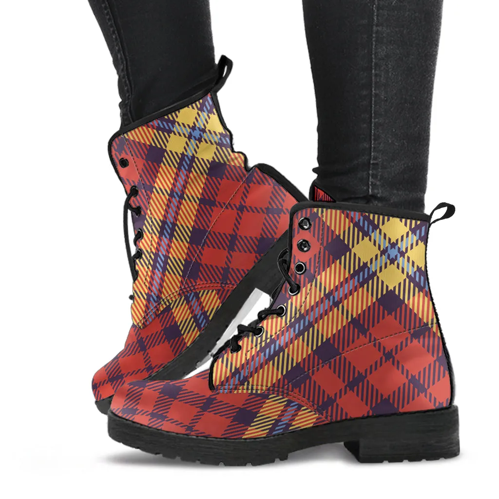 Plaid Vegan Leather Boots