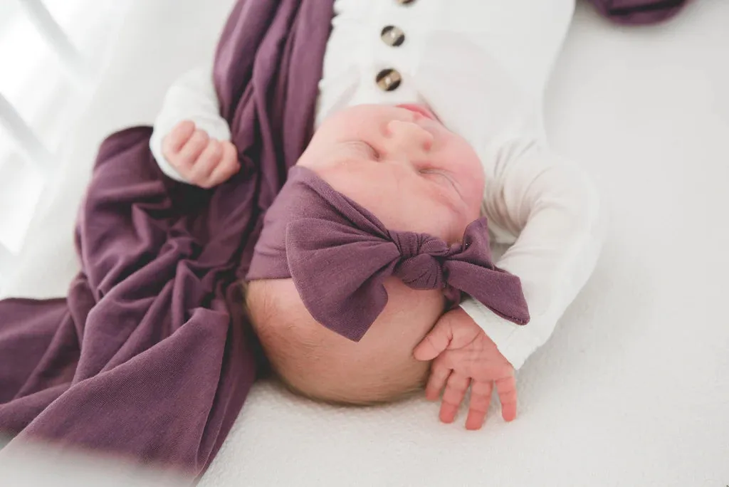 Plum Knit Headband Bow