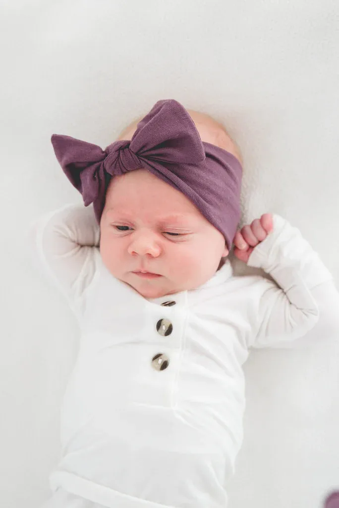 Plum Knit Headband Bow