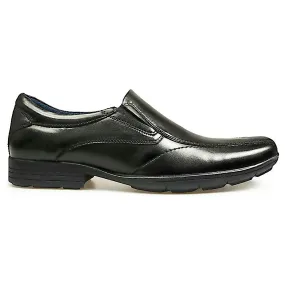 Pod Dundee mens all Black Leather Slip On Shoes 21045AA