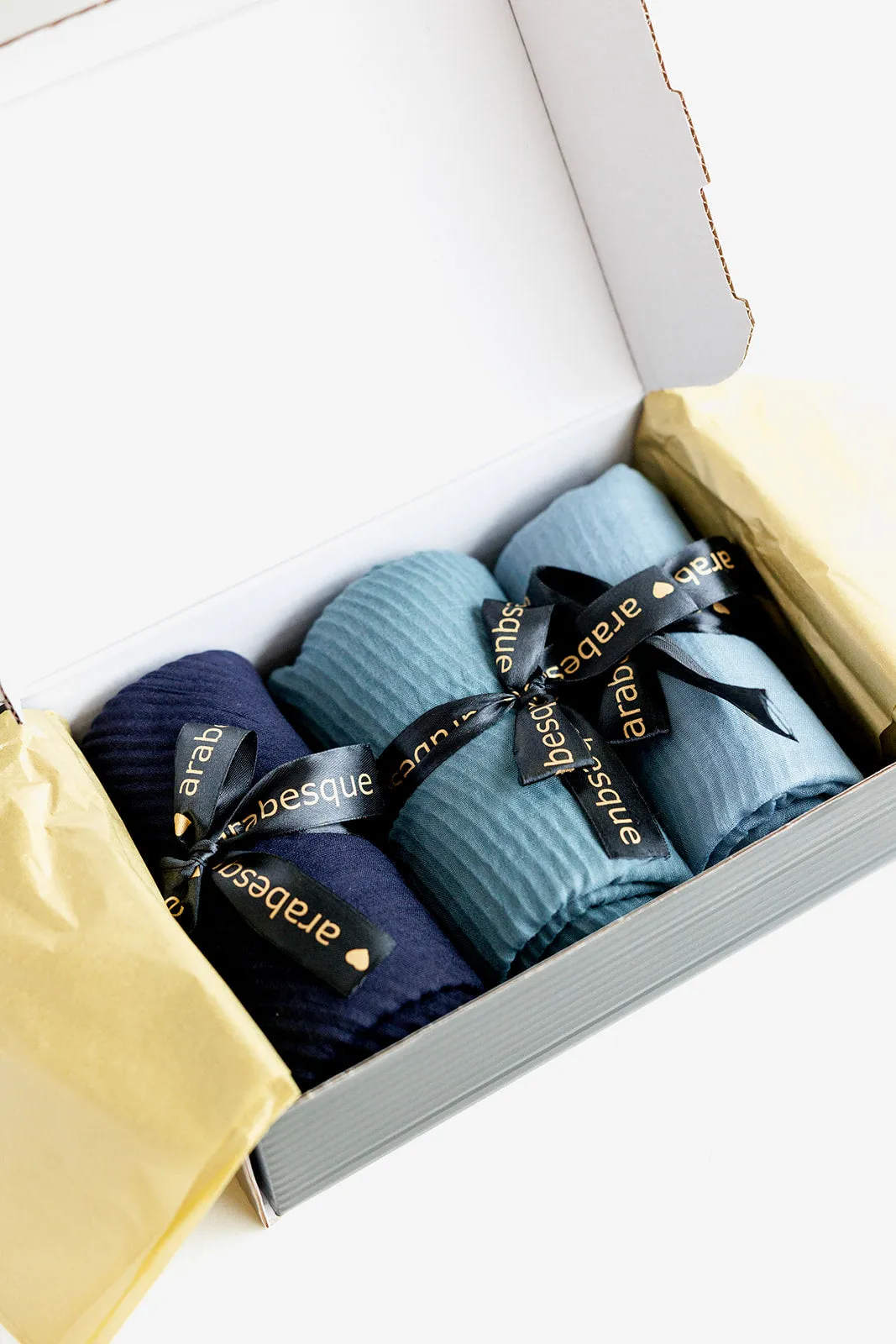 Premium Viscose Pleated Hijab Gift Set (2c) - Blues