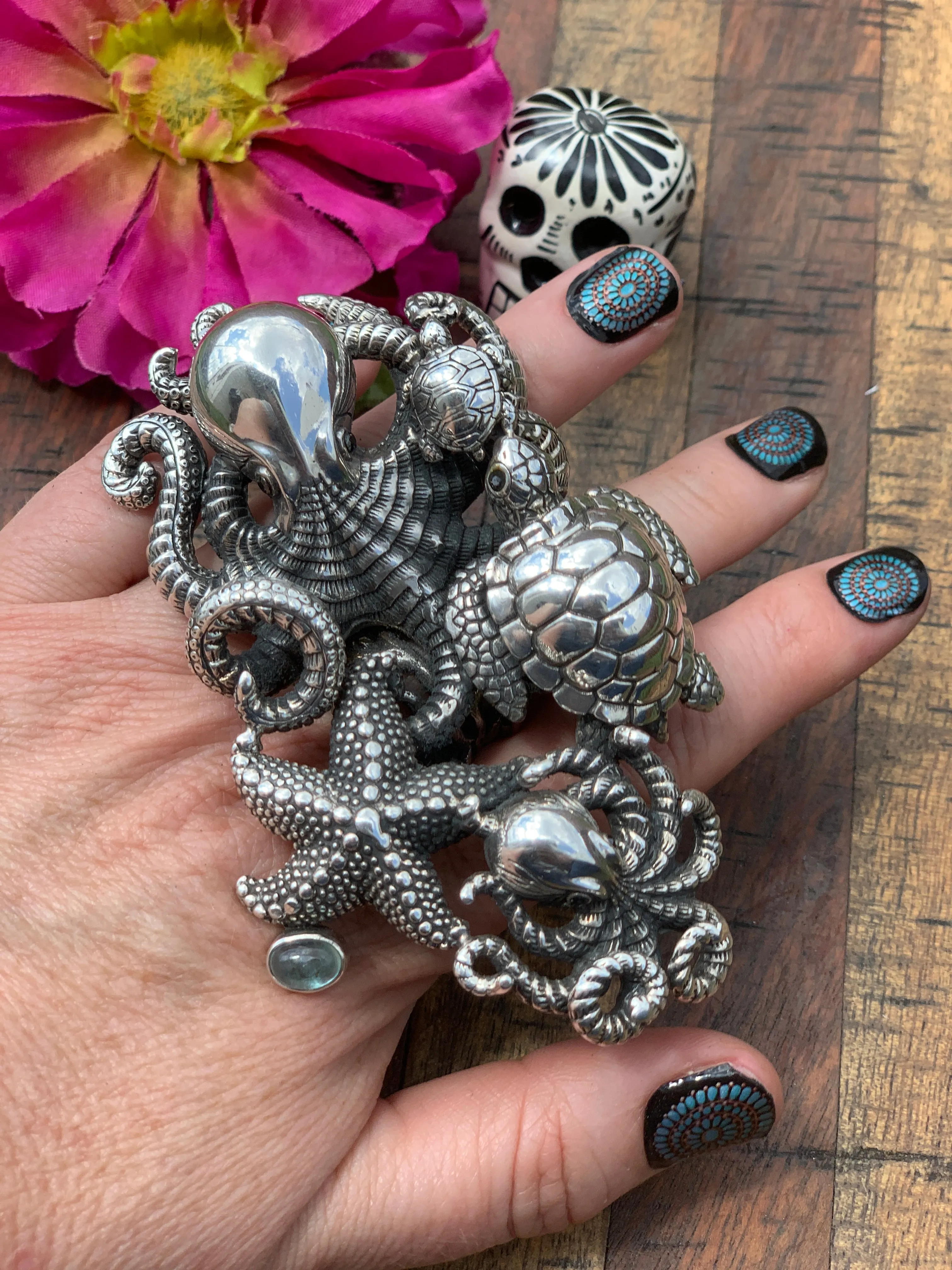 "Sea Creatures" Ring Size 8.25 Adjustable