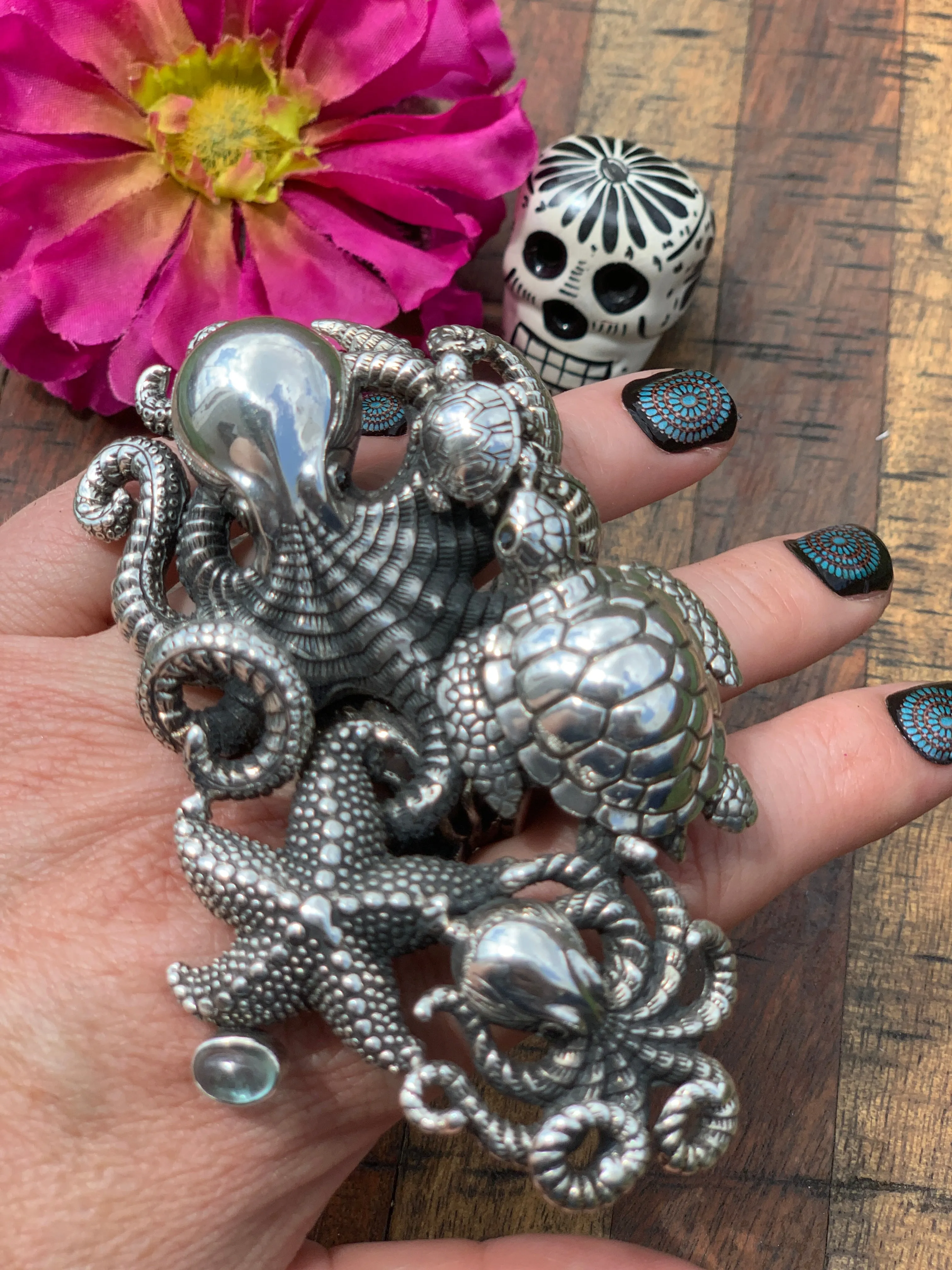 "Sea Creatures" Ring Size 8.25 Adjustable