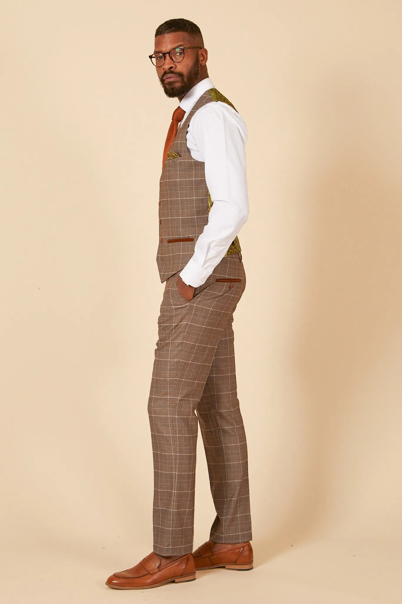 RAY - Tan Check Waistcoat