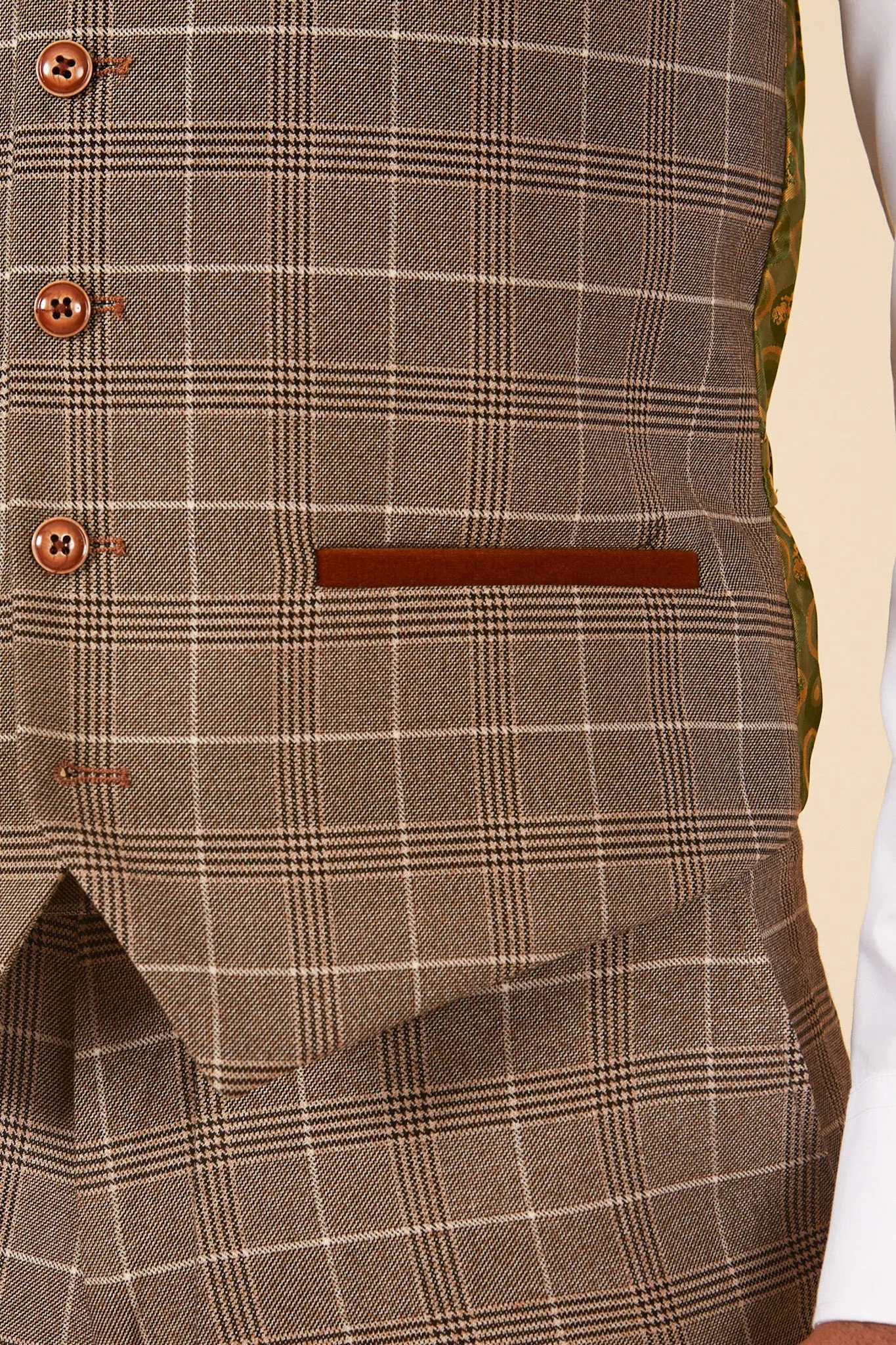 RAY - Tan Check Waistcoat