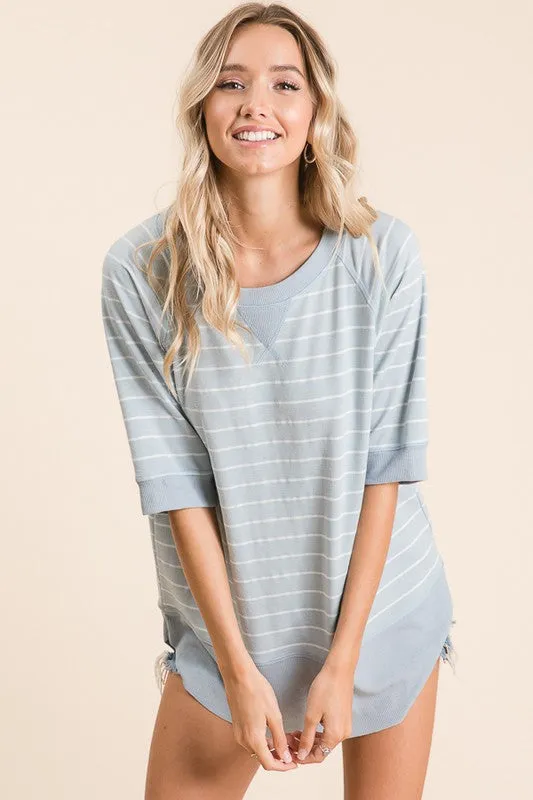 Relaxed Blue Stripe Top