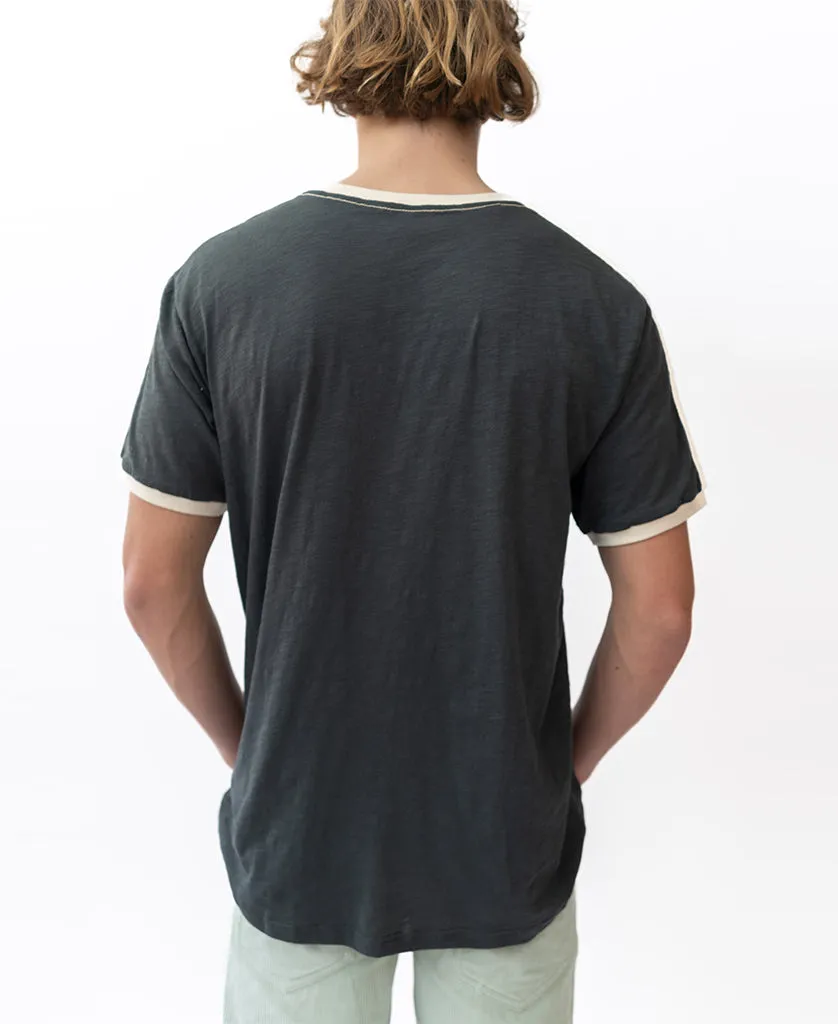 Retro Ringer Tee | Wash Black