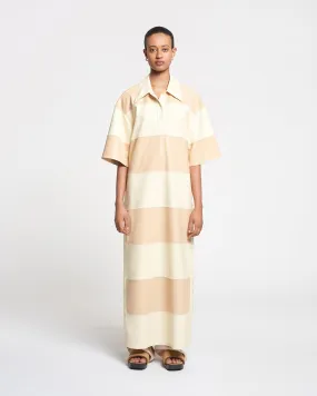 Robbie - Alt-Leather Maxi Dress - Eggshell/Vanilla