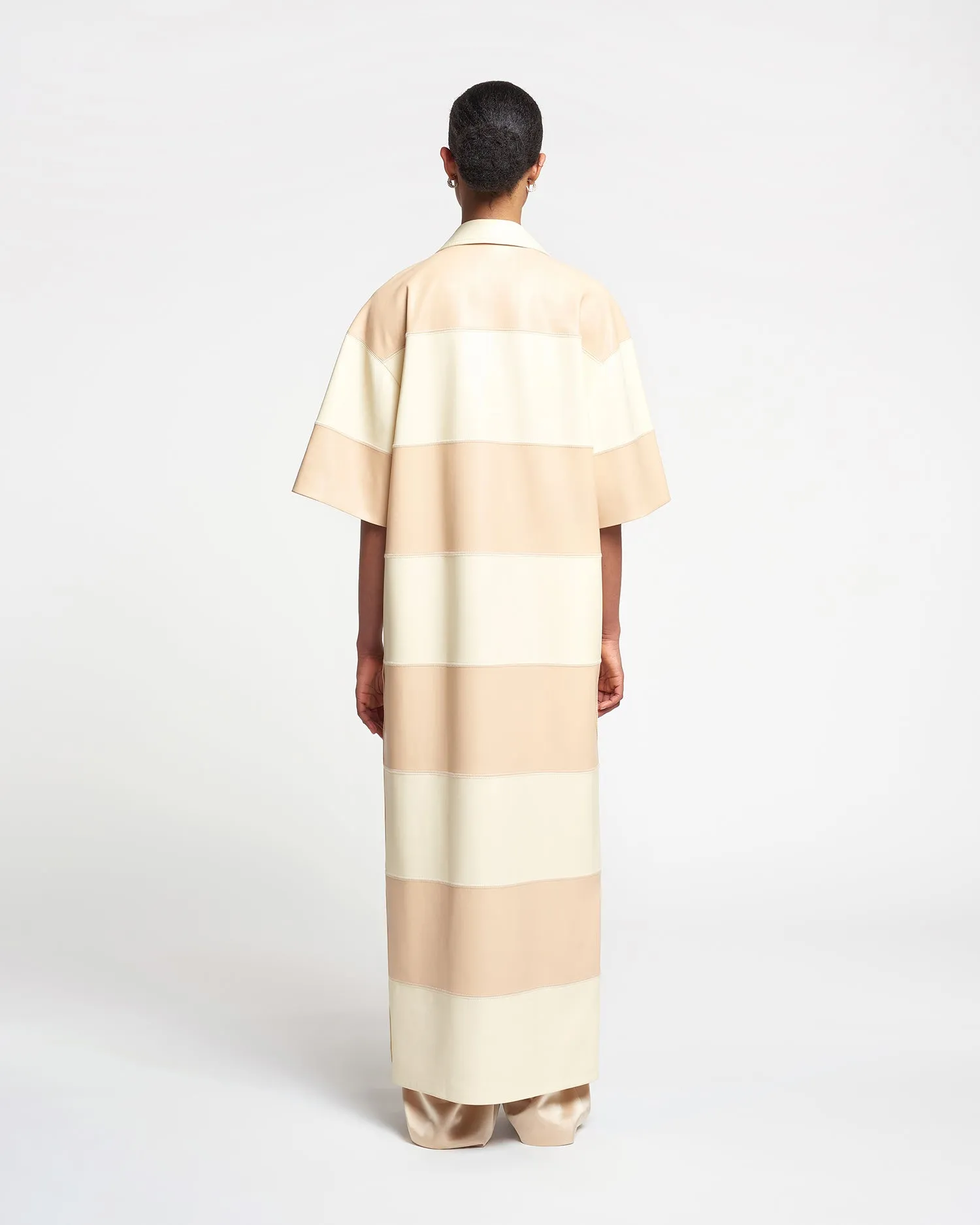 Robbie - Alt-Leather Maxi Dress - Eggshell/Vanilla