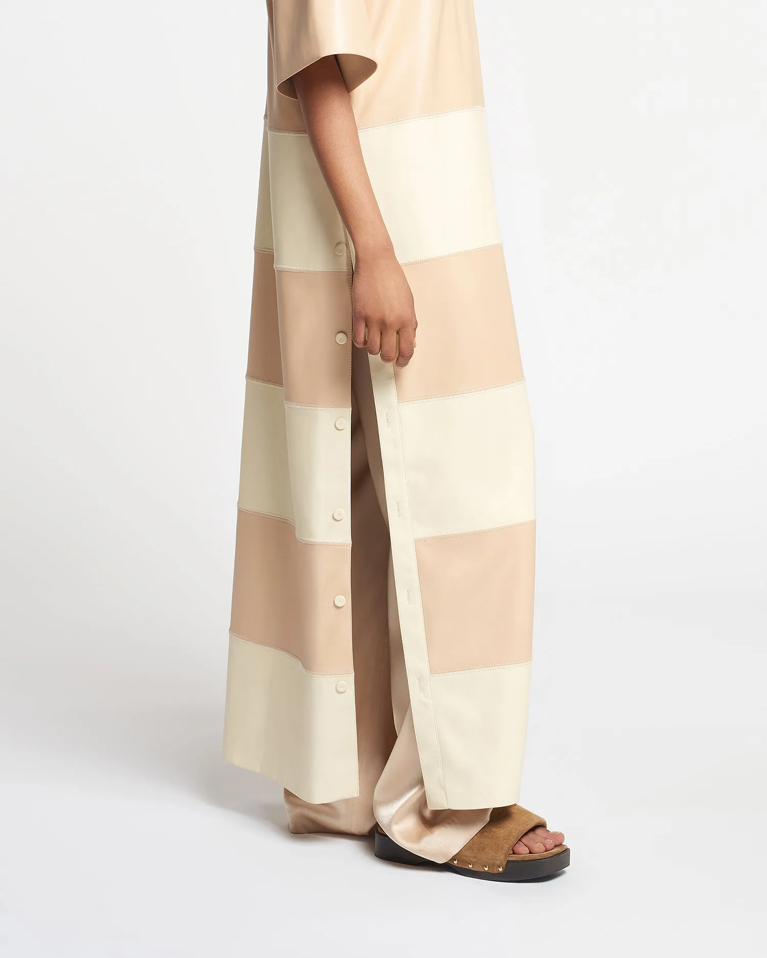 Robbie - Alt-Leather Maxi Dress - Eggshell/Vanilla